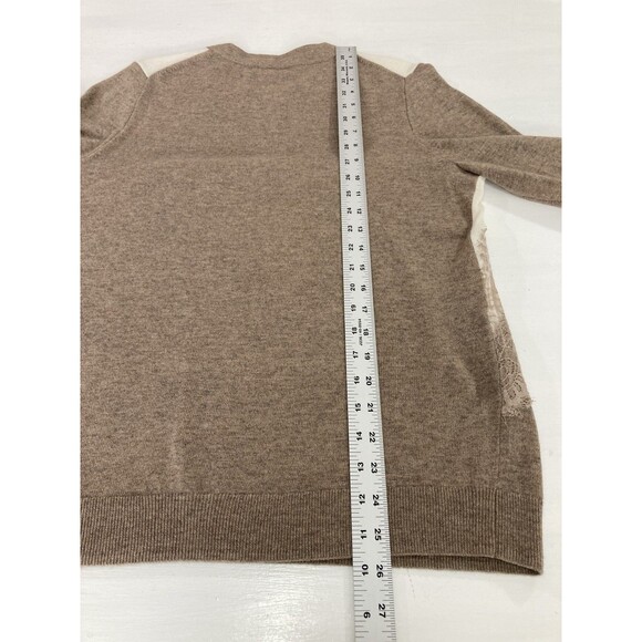 J.Crew Women’s M Brown Wool Blend Colorblock Lace Sweater Preppy Winter - Picture 9 of 9